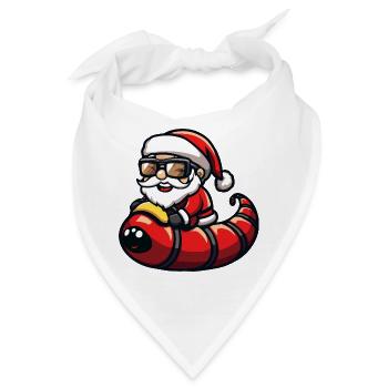 Wurm Weihnachtsmann Cartoon - Bandana - Weiß - Vorne