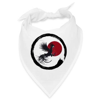 Japanischer Hahn - Bandana - Weiß - Vorne