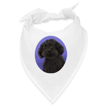 Hund Schwarzer kleiner Pudel - Bandana - Weiß - Vorne