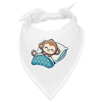 Monkey Sleeping In Bed At Night Time - Bandana - Weiß - Vorne