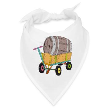 Bollerwagen mit Bierfass –Lustiges Vatertags-Motiv - Bandana - Weiß - Vorne