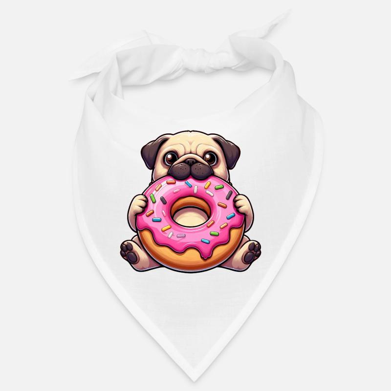 Süßer Mops mit Donut lustiger Cartoon Hunde Bandana