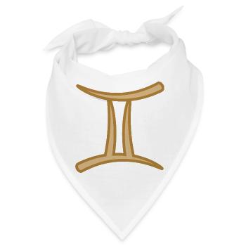 Zwillinge Sternzeichen Symbol Zweifarbig Golden - Bandana - Weiß - Vorne