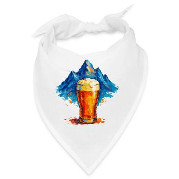 Bergkulisse mit Bierglas - Bandana - Weiß - Vorne