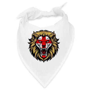 England George Cross Flagge Heftiges Löwengesicht Design - Bandana - Weiß - Vorne