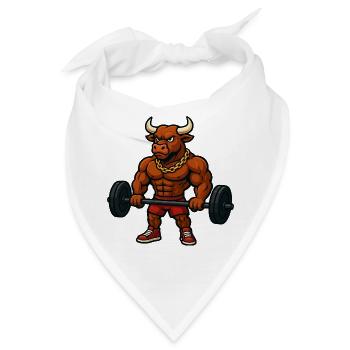 Starker Bulle mit Hantel - Bandana - Weiß - Vorne