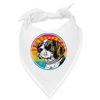 Sommerlicher Hund mit Sonnenbrille - Bandana - Weiß - Vorne