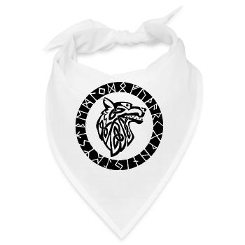 Wikingersymbol des schwarzen Wolfes - Bandana - Weiß - Vorne