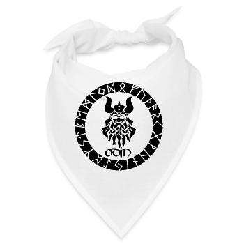 Gott Odin und schwarze Wikinger-Runen - Bandana - Weiß - Vorne