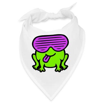 Frosch Party Brille Schlitze Zunge rausstrecken - Bandana - Weiß - Vorne