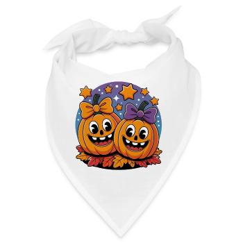 Kürbisduo im Sternenhimmel - Bandana - Weiß - Vorne