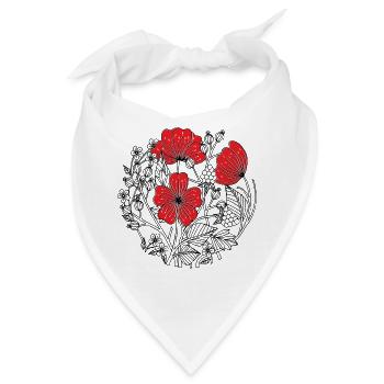  Hibiskus Blüten  - Bandana - Weiß - Vorne