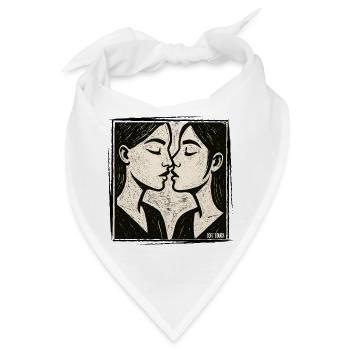 zwei Frauengesichter Kuss Touch - Bandana - Weiß - Vorne