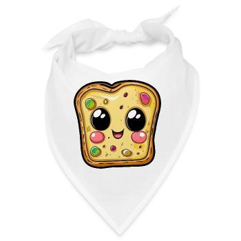 Kawaii Pizzastück Gesicht - Bandana - Weiß - Vorne