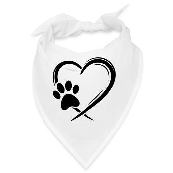 Herz Pfote  - Bandana - Weiß - Vorne