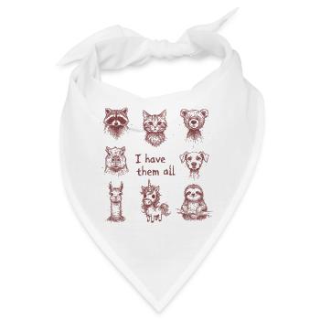 Ich habe die alle - Tierischer Kuschelhaufen - Bandana - Weiß - Vorne