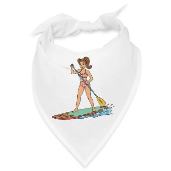 Pin-up-Girl auf Stand-Up-Paddleboard - Bandana - Weiß - Vorne