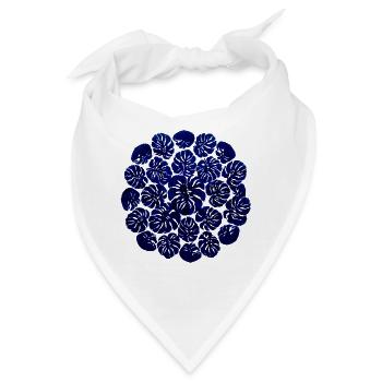Monstera Kreisdesign – Dunkelblaues Pflanzenmuster - Bandana - Weiß - Vorne