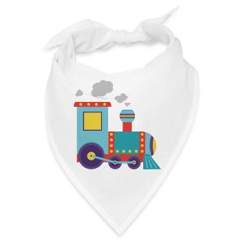 Bunte Spielzeug-Dampflok-Illustration - Bandana - Weiß - Vorne