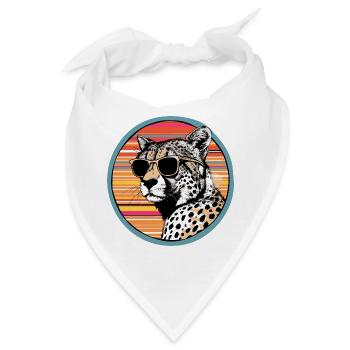 Cheetah mit Sonnenbrille im Retro-Style - Bandana - Weiß - Vorne