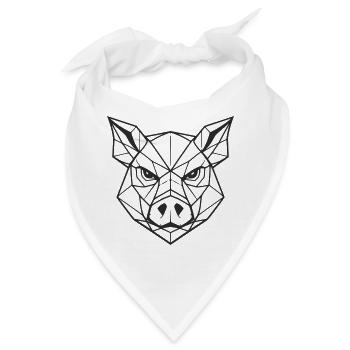 Geometrische Schweine-Kopfzeilen-Kunst - Bandana - Weiß - Vorne
