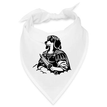 Römischer Dackel Krieger Kämpfer Schwert Dolch  - Bandana - Weiß - Vorne
