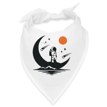 Minimalistischer Astronaut auf der Mondsichel - Bandana - Weiß - Vorne