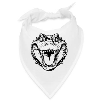 Krokodilkopf einfarbig Krokodil Kopf schwarz Motiv - Bandana - Weiß - Vorne
