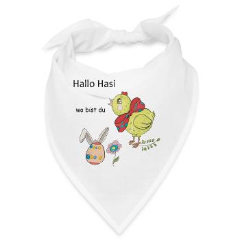 Osterhuhn mit Schleife - Bandana - Weiß - Vorne
