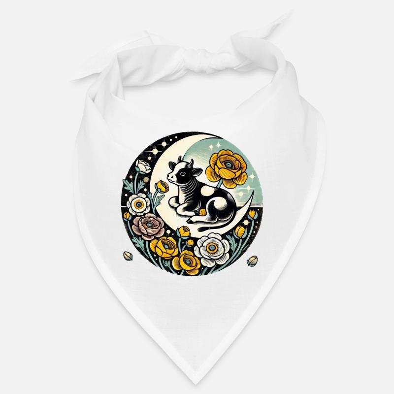 Veau au clair de lune avec lune florale Bandana