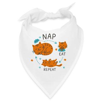 Nap Eat Repeat Katzendesign - Bandana - Weiß - Vorne