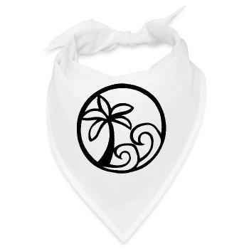 Wellen und Schwarzpalme - Bandana - Weiß - Vorne