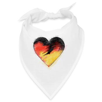 Deutschland Herz Skizze Fussball Fan Shirt - Bandana - Weiß - Vorne