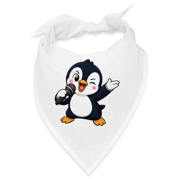 Süßer Pinguin Sänger Karaoke Musiker Lustiger - Bandana - Weiß - Vorne
