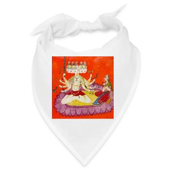 Durga auf der Lotusblume - Bandana - Weiß - Vorne