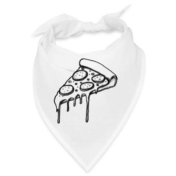 Saftiges Salami-Pizzastück - Illustration - Bandana - Weiß - Vorne