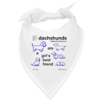 Dachshund Dackel Duden Illustration blau - Bandana - Weiß - Vorne
