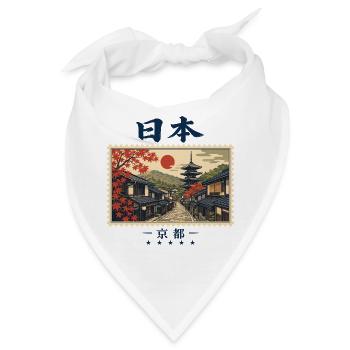 Japan Kyoto Vintage Reisemarke - Bandana - Weiß - Vorne