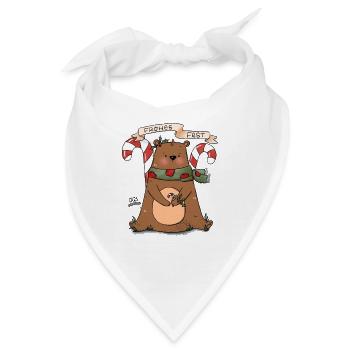 Frohes Fest Bär mit Zuckerstange - Bandana - Weiß - Vorne