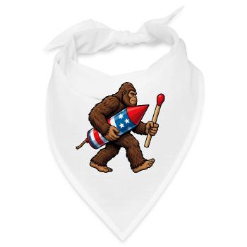 Bigfoot-Feuerwerkskörper zum 4. Juli für Männer - Bandana - Weiß - Vorne