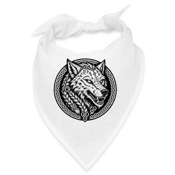 Nordischer Fenrir-Wolf – Wikingerrunen - Bandana - Weiß - Vorne