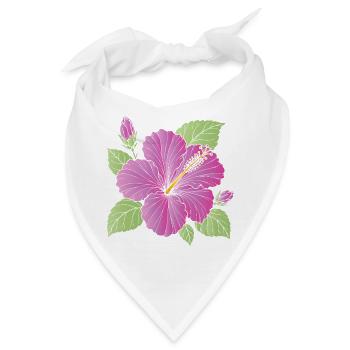 Lila Hibiskusblüte mit Knospen Illustration - Bandana - Weiß - Vorne