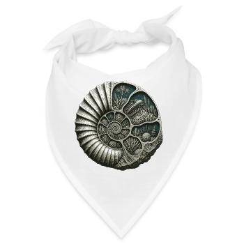 Ammonit-Fossil-Prähistorische Riff-Ausschnitt - Bandana - Weiß - Vorne