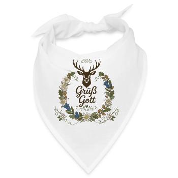 Grüß Gott Hirschgeweih Bayern - Bandana - Weiß - Vorne