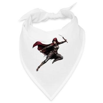 Roter Umhang Kriegerin: Fantasy-Rüstung - Bandana - Weiß - Vorne
