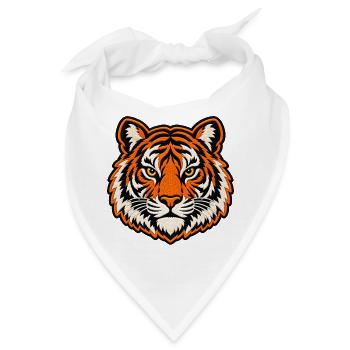Tigerkopf im Patch-Look - Bandana - Weiß - Vorne
