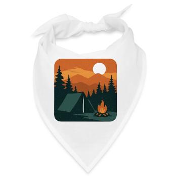 Lagerfeuermodus. – Scenic Poster Stil mit Zelt. - Bandana - Weiß - Vorne