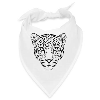 Leopard Kopf Leopardenkopf Geschenk für Sie - Bandana - Weiß - Vorne