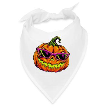 Neon Kürbis mit Sonnenbrille - Bandana - Weiß - Vorne