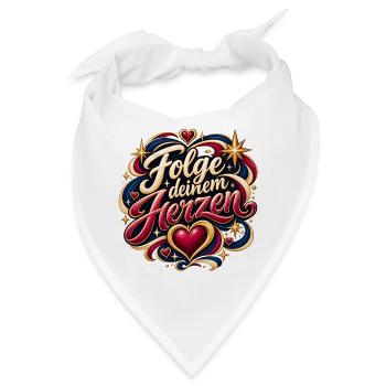 Folge deinem Herzen – Herzdesign - Bandana - Weiß - Vorne